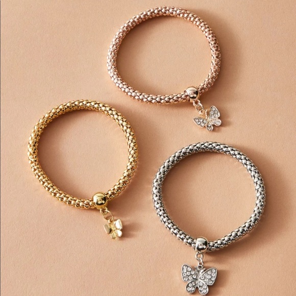 • Hallie • 3 Pc. Butterfly Bracelet Set - Picture 3 of 4